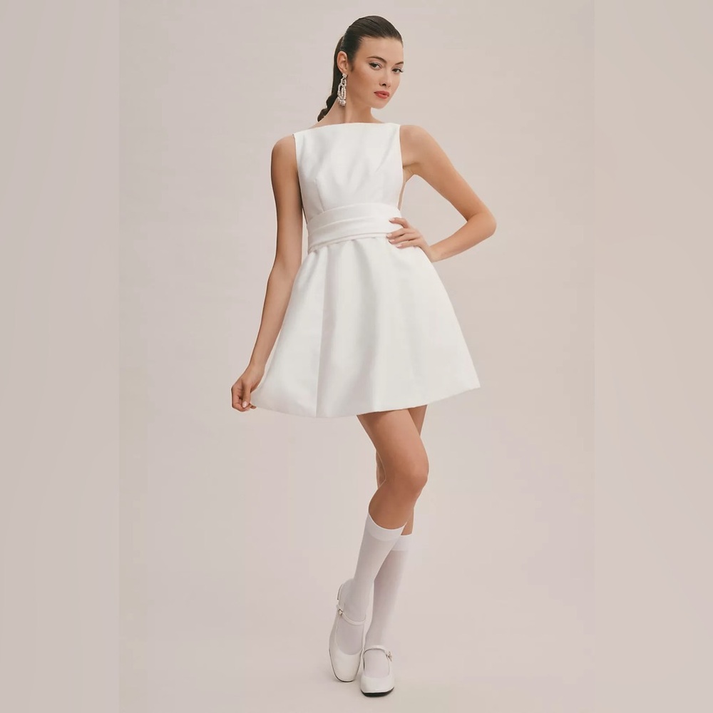 Watters White Backless Mini Dress